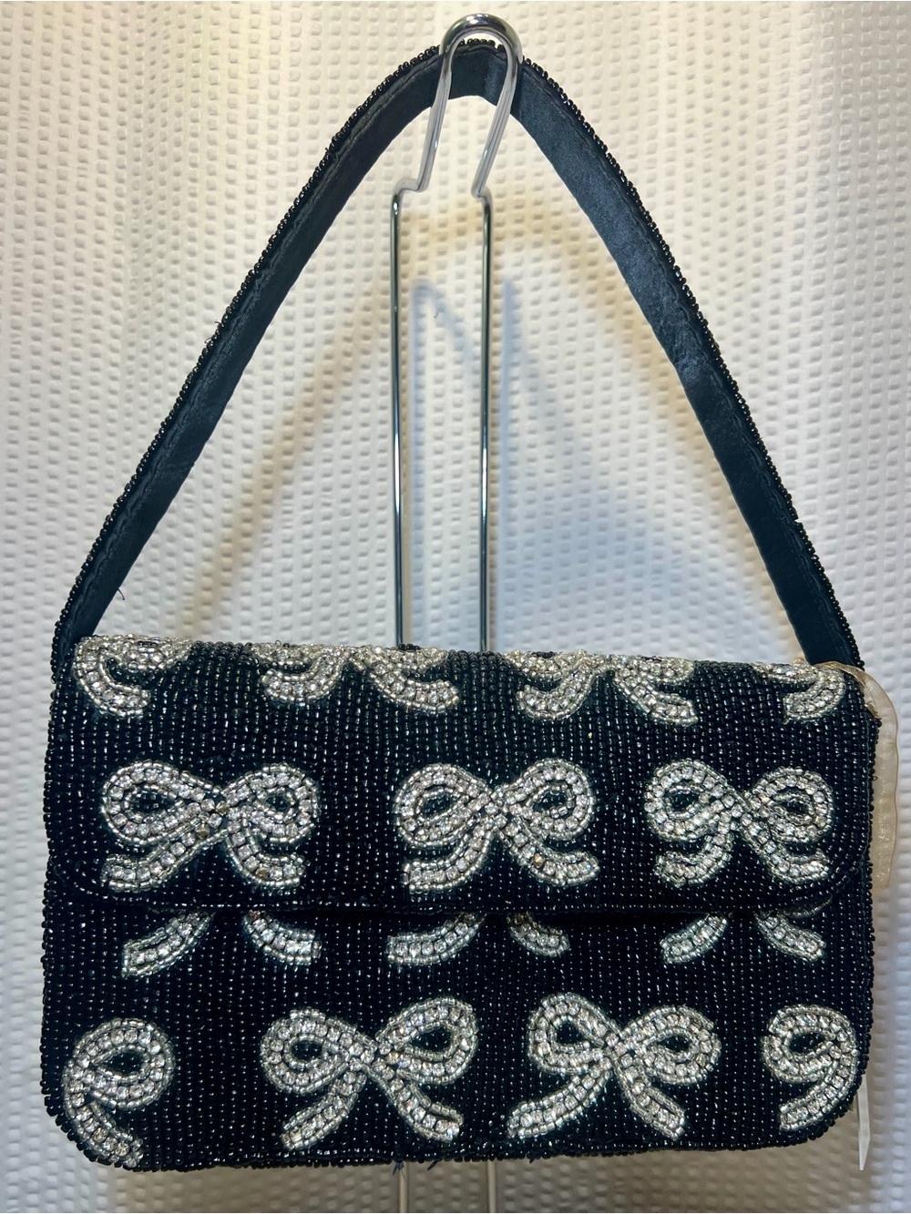 Viral Beaded Black Bag with Silver Beaded Bows…Tjmaxx & Marshalls